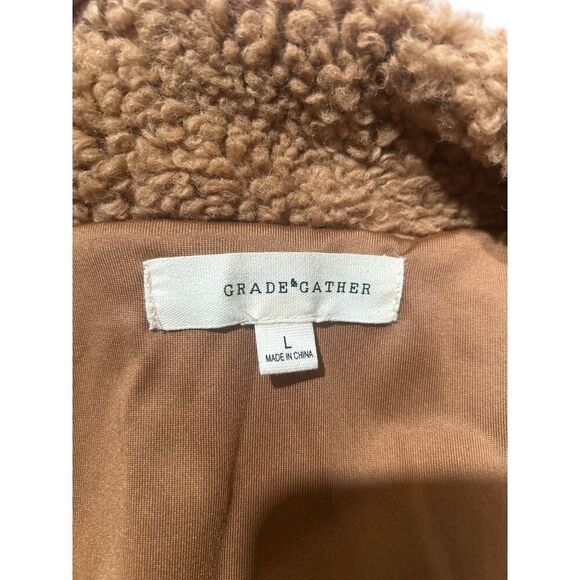 Grade & Gather Womens Teddy Coat Size L Brown Polyester Spandex Blend Made In Ch - Picture 4 of 7